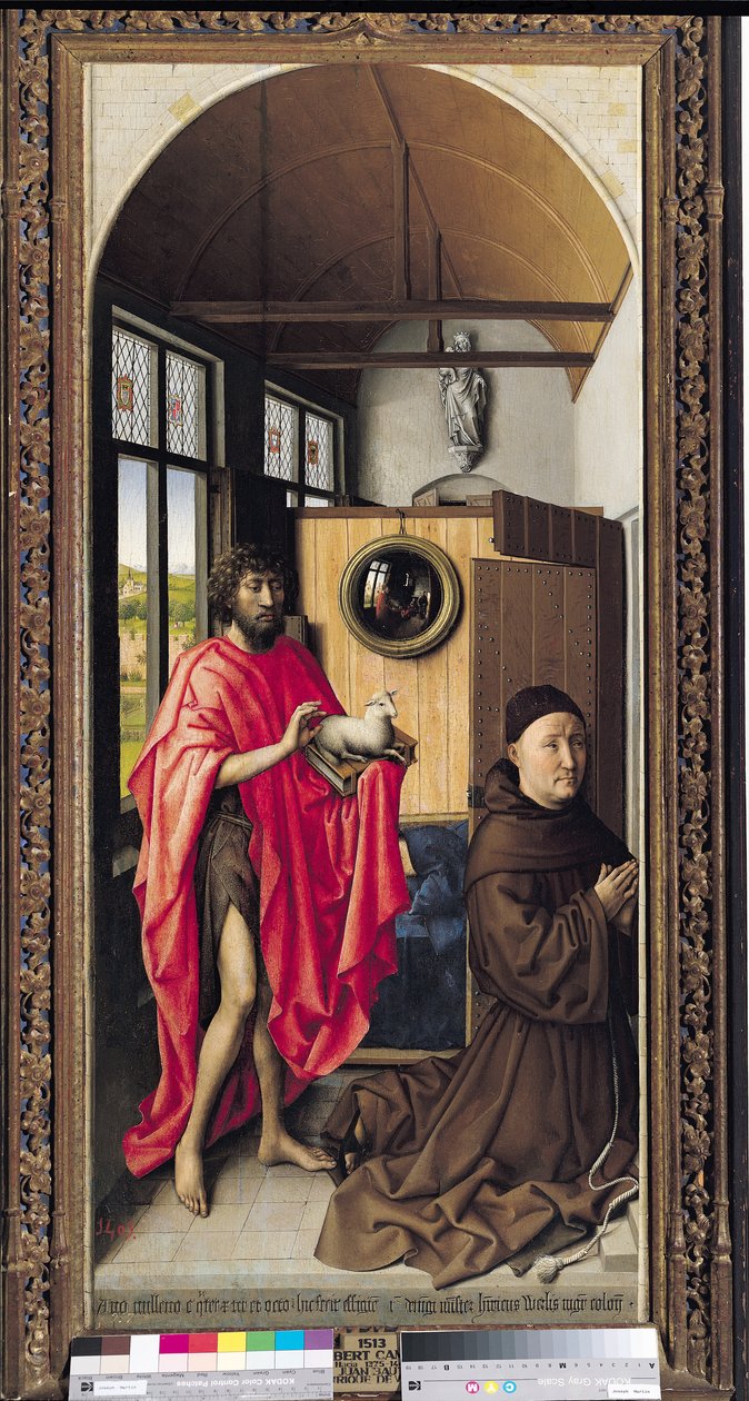 Svatý Jan Křtitel a donátor, Heinrich von Werl z Werlského oltáře, 1438 (viz také 161980) od Master of Flémalle