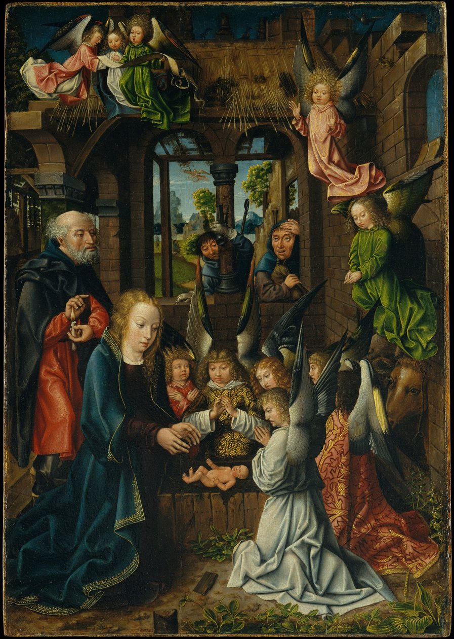 Adoration of the Christ Child, cca 1500 (olej na dubovém panelu) od Master of Frankfurt