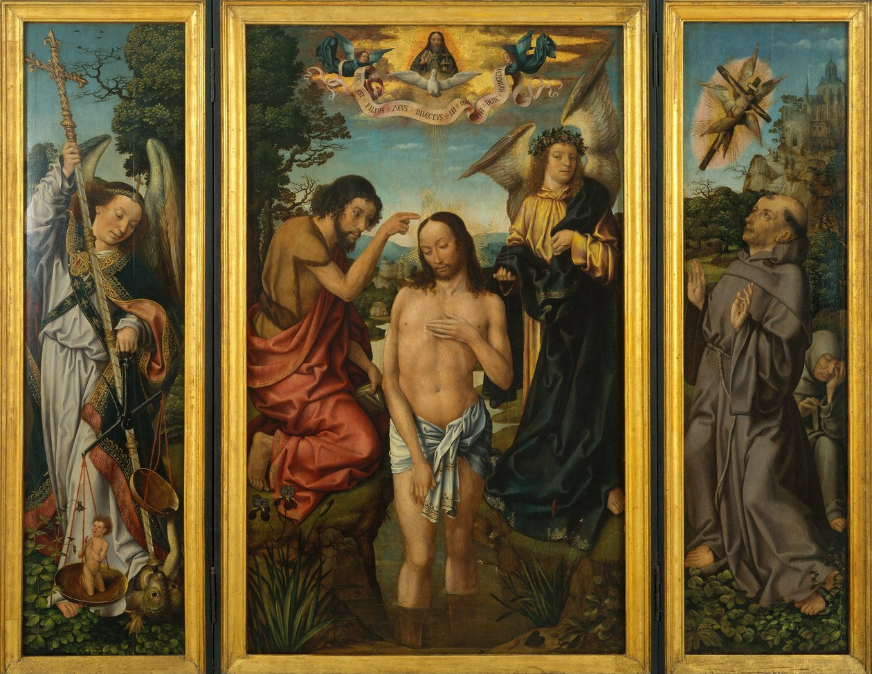 Triptych Křtu Krista - Mistr z Frankfurtu (1460-asi 1533) - ca. 1510 - Olej na dřevě - 169x213,5 - Museu Nacional d