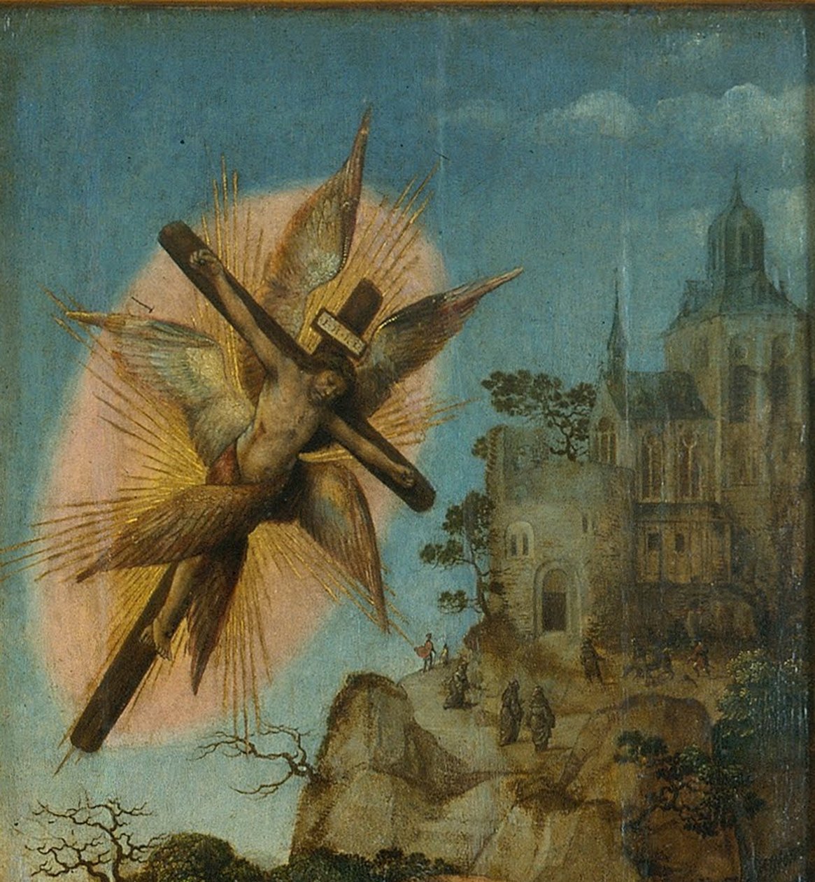 Detail Triptychu Křtu Krista od Master of Frankfurt