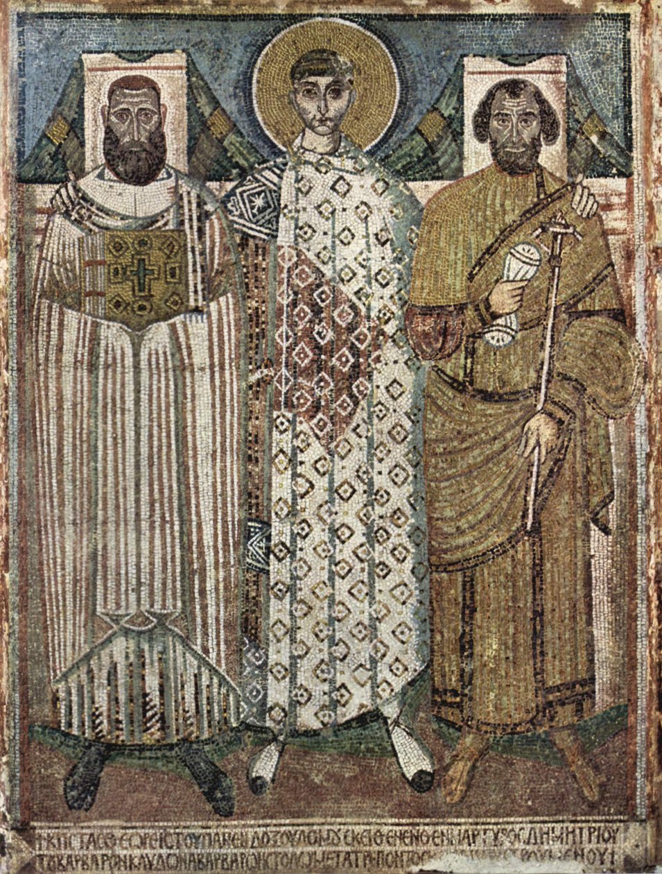 Svatý Demetrius Soluňský s donátory, 6.-7. století od Master of Hagios Demetrios