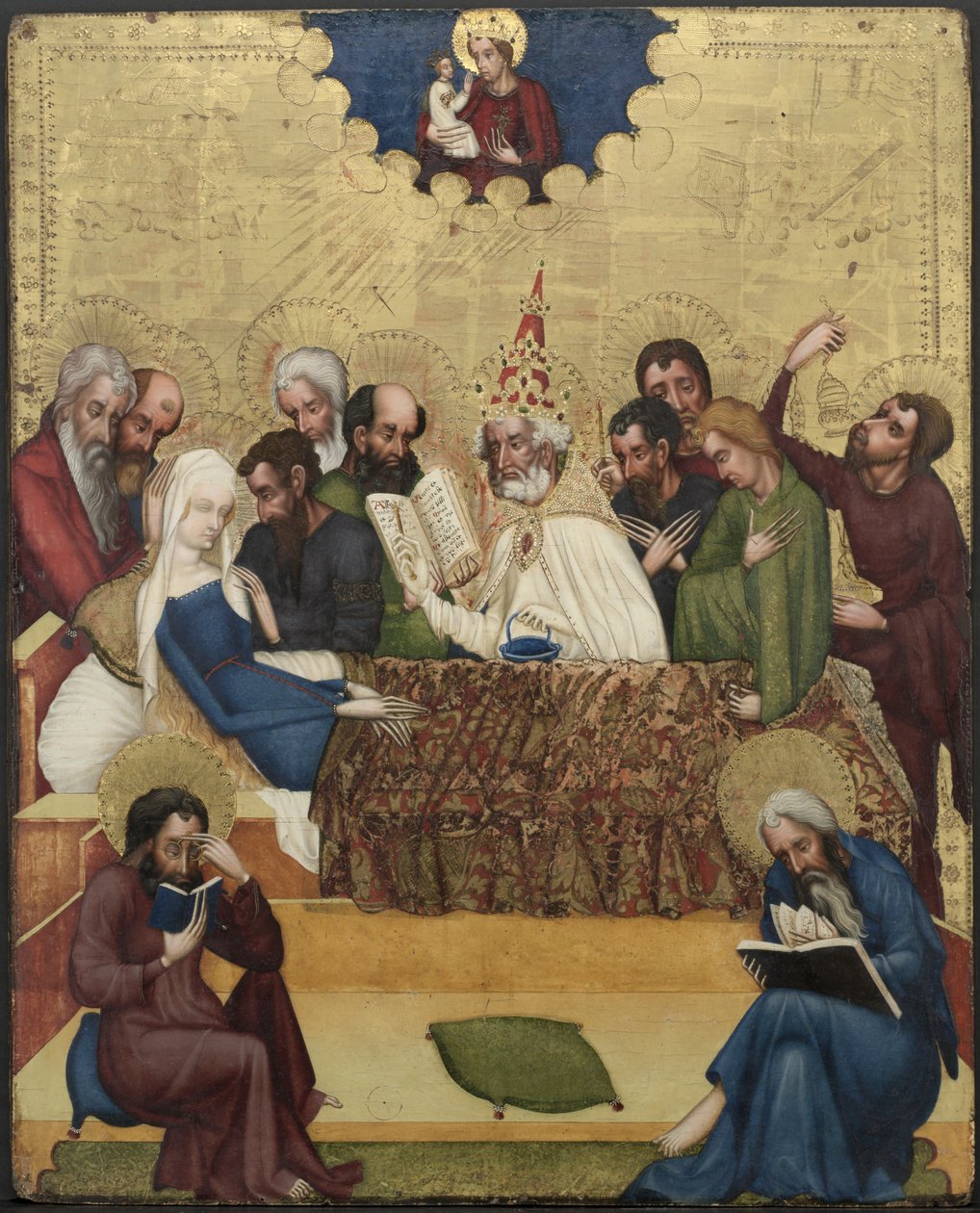Smrt Panny Marie, kolem roku 1400 (tempera a olej se zlatem na desce) od Master of Heiligenkreuz