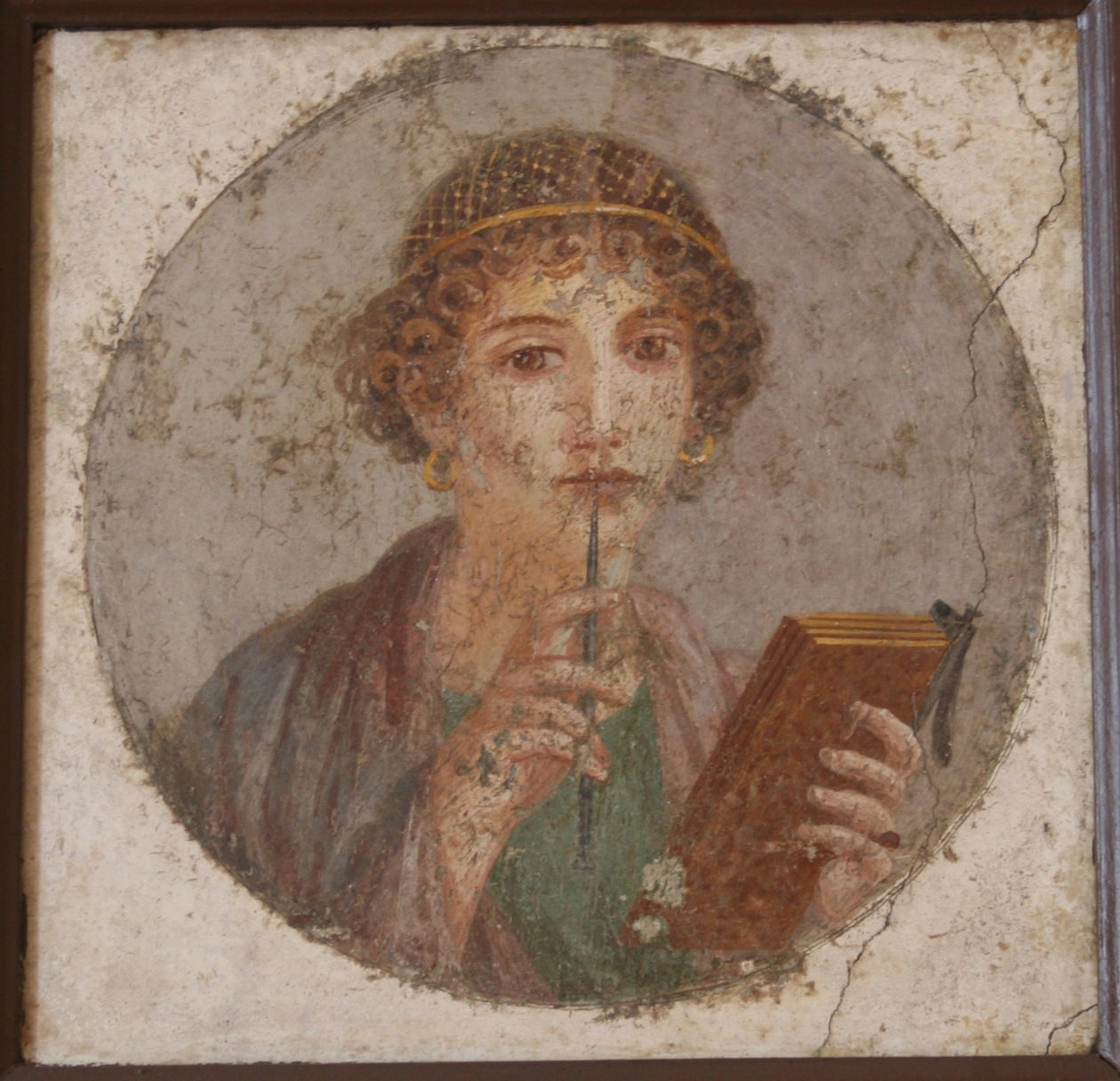 Mladá žena s knihou a stylusem, takzvaná Sappho, asi 50 let od Master of Herculaneum