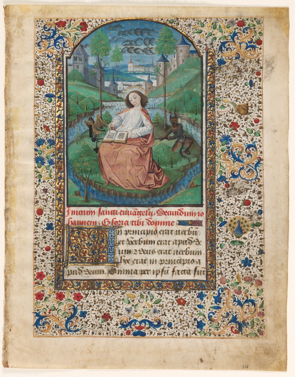 List z knihy hodin: John on Patmos (1 ze 2 vyříznutých listů) od Master of Jacques de Luxembourg