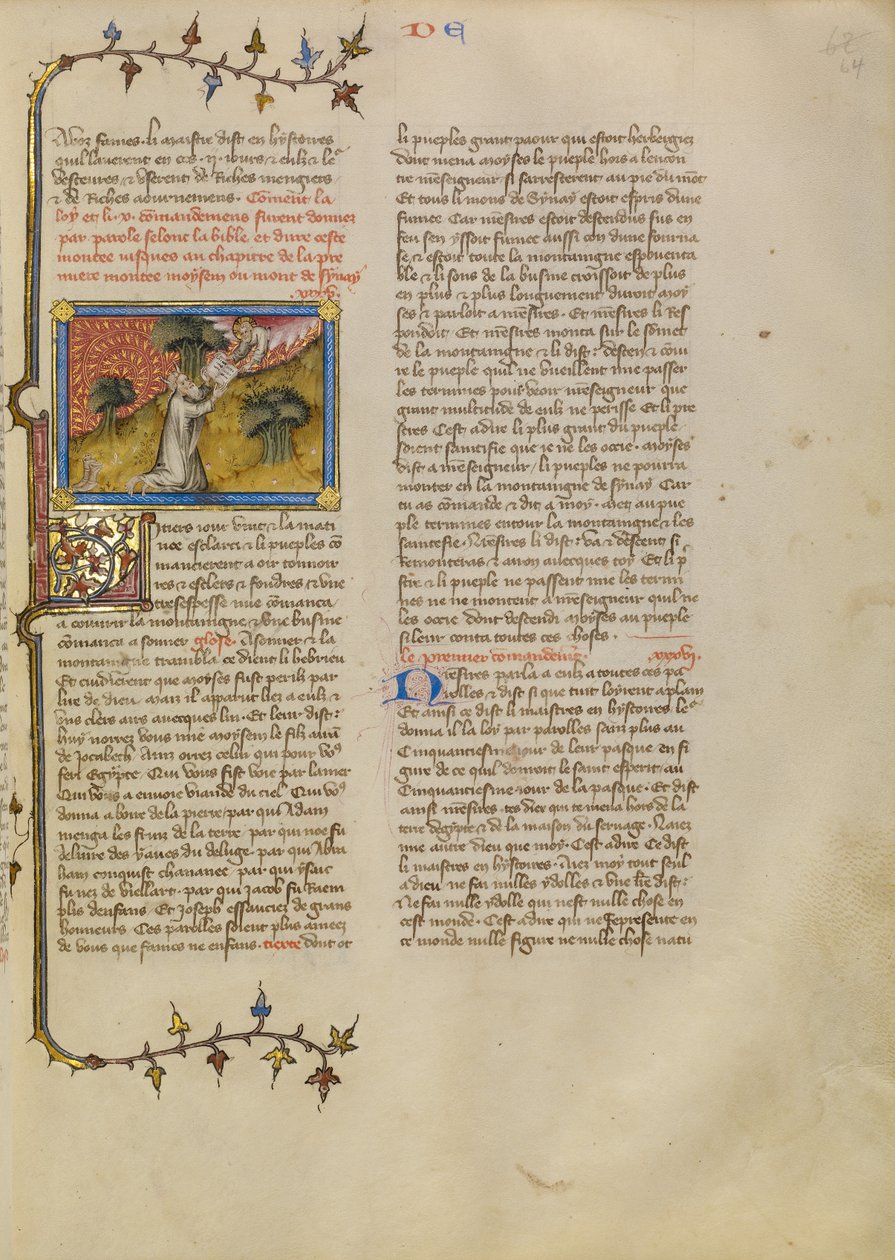 Mojžíš přijímá desky Zákona od Master of Jean de Mandeville
