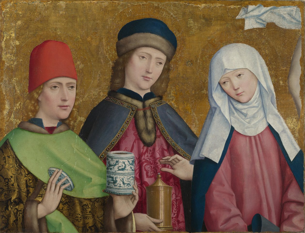 Svatí Cosmas a Damian a Virgin Liesborn Oltarpiece, ca. 1470-1480 od Master of Liesborn