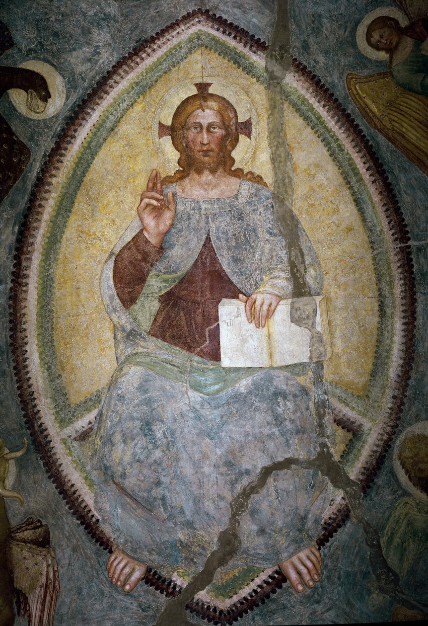 Vykupitel mezi čtyřmi evangelisty (freska od Master of Mocchirolo