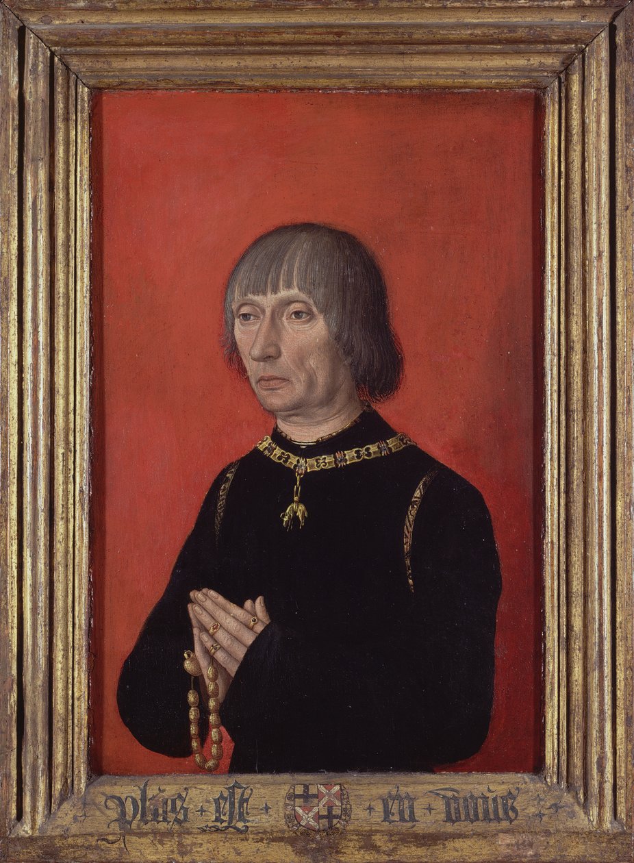 "Portrét Ludvíka z Brugg, pána Gruuthuse (1422-1492)"" Malba Mistra portrétů princů (aktivní kolem roku 1450) Kolem 1490 Groeningemuseum, Bruggy od Master of Portraits of Princes