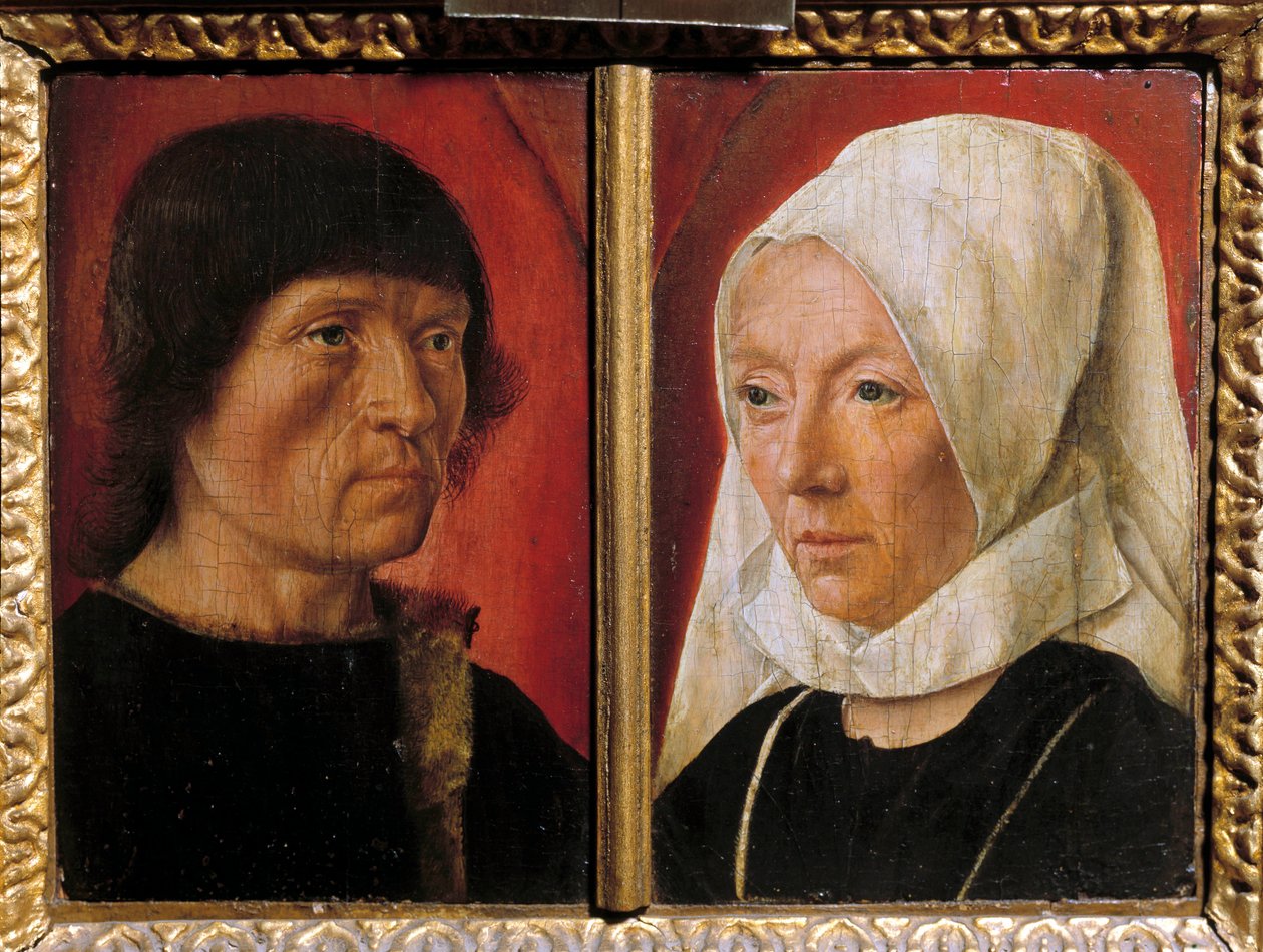 Portrét muže a jeho ženy. Reprezentace páru (dvojportrét). Malba mistra De Saint Gilles (činná mezi 1490-1510), francouzská škola od Master of Saint Giles