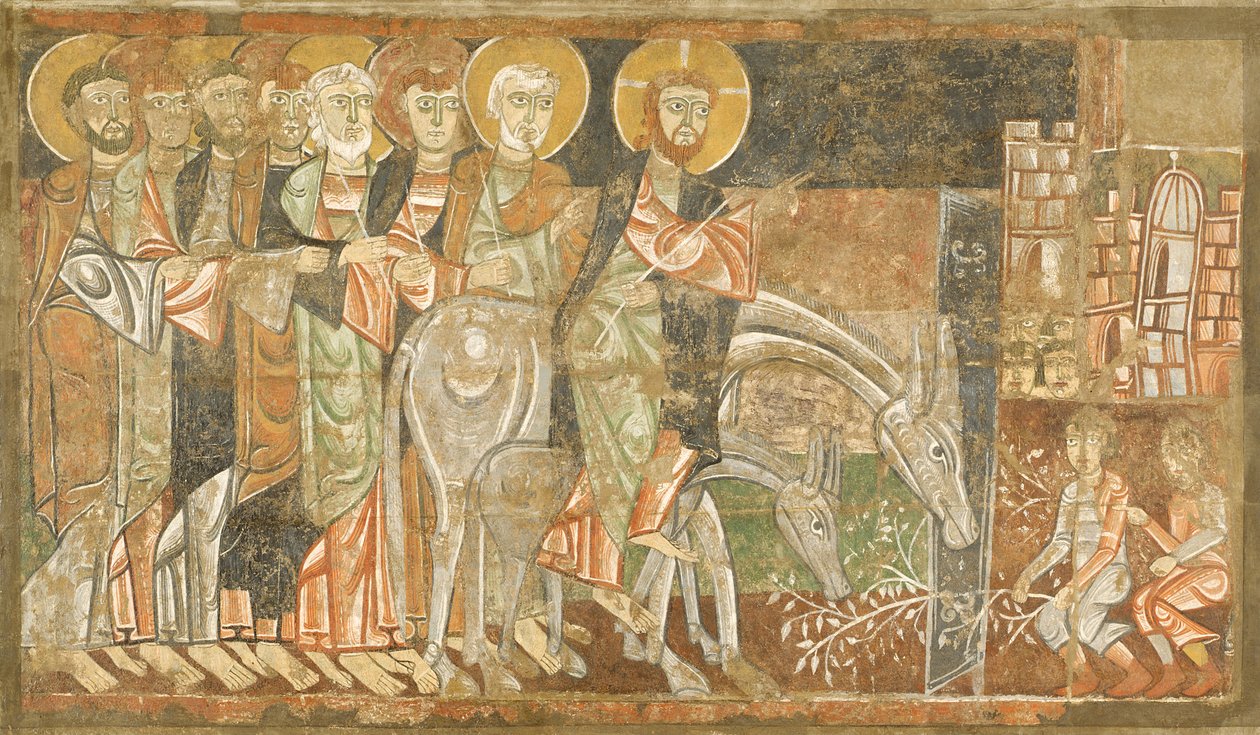Vjezd Krista do Jeruzaléma, c.1125 (freska) od Master of San Baudel