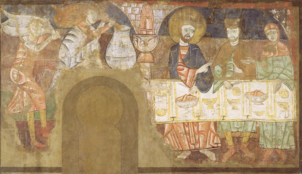Manželství v Káně, cca 1150 (freska na plátně) od Master of San Baudelio de Berlanga