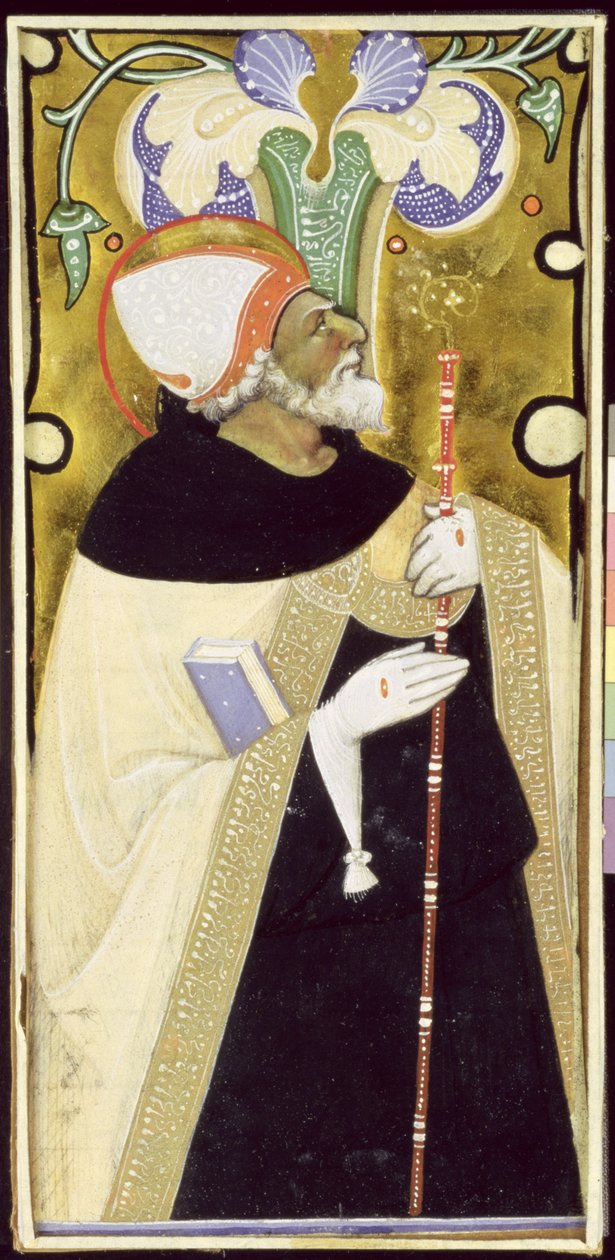Historizovaná iniciála "I" s vyobrazením svatého Augustina od Master of San Michele of Murano