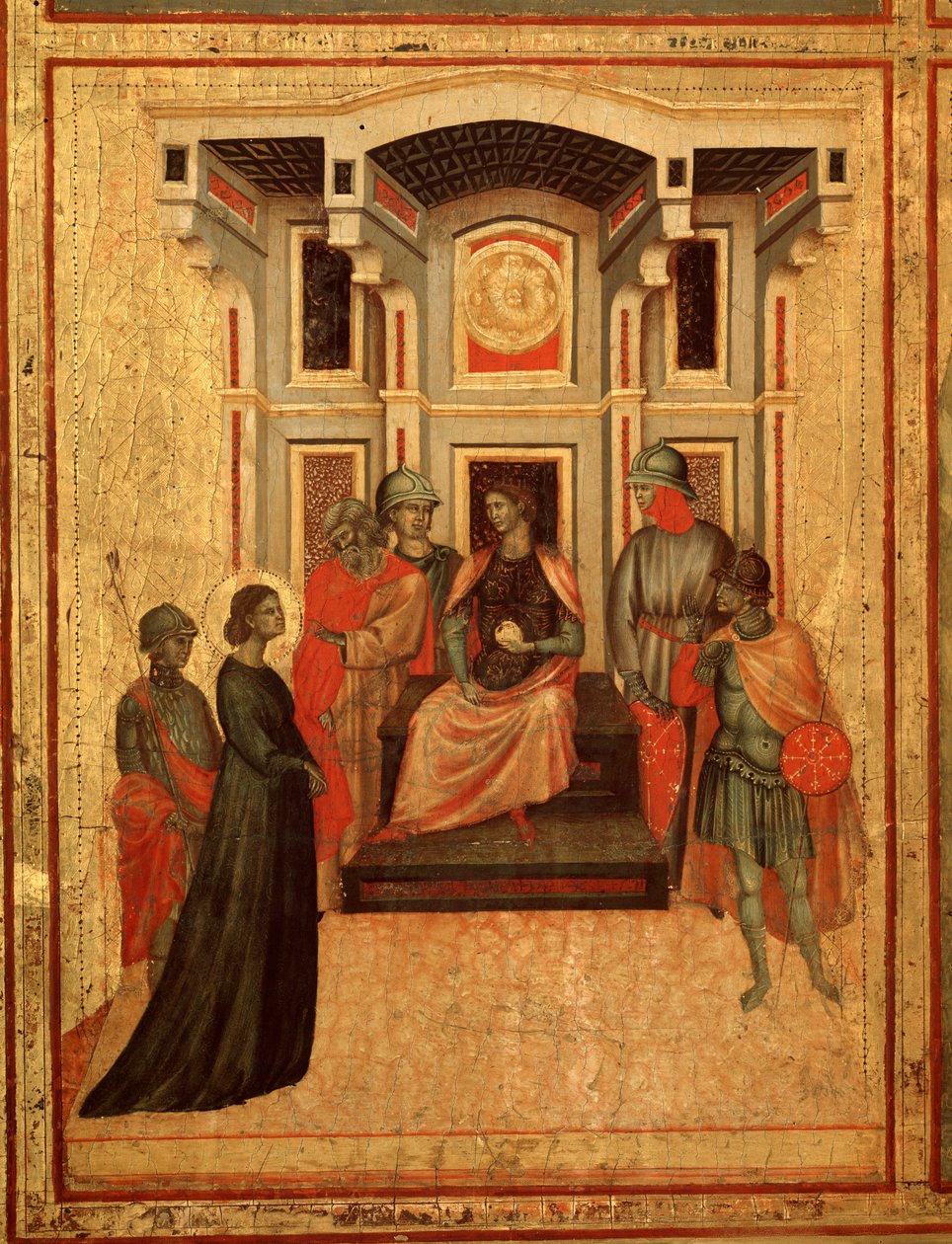 Svatá Cecílie a příběh jejího života Detail: Svatá Cecílie se hádala s prefektem - oltářní obraz, kolem 1290-1320 od Master of St. Cecilia