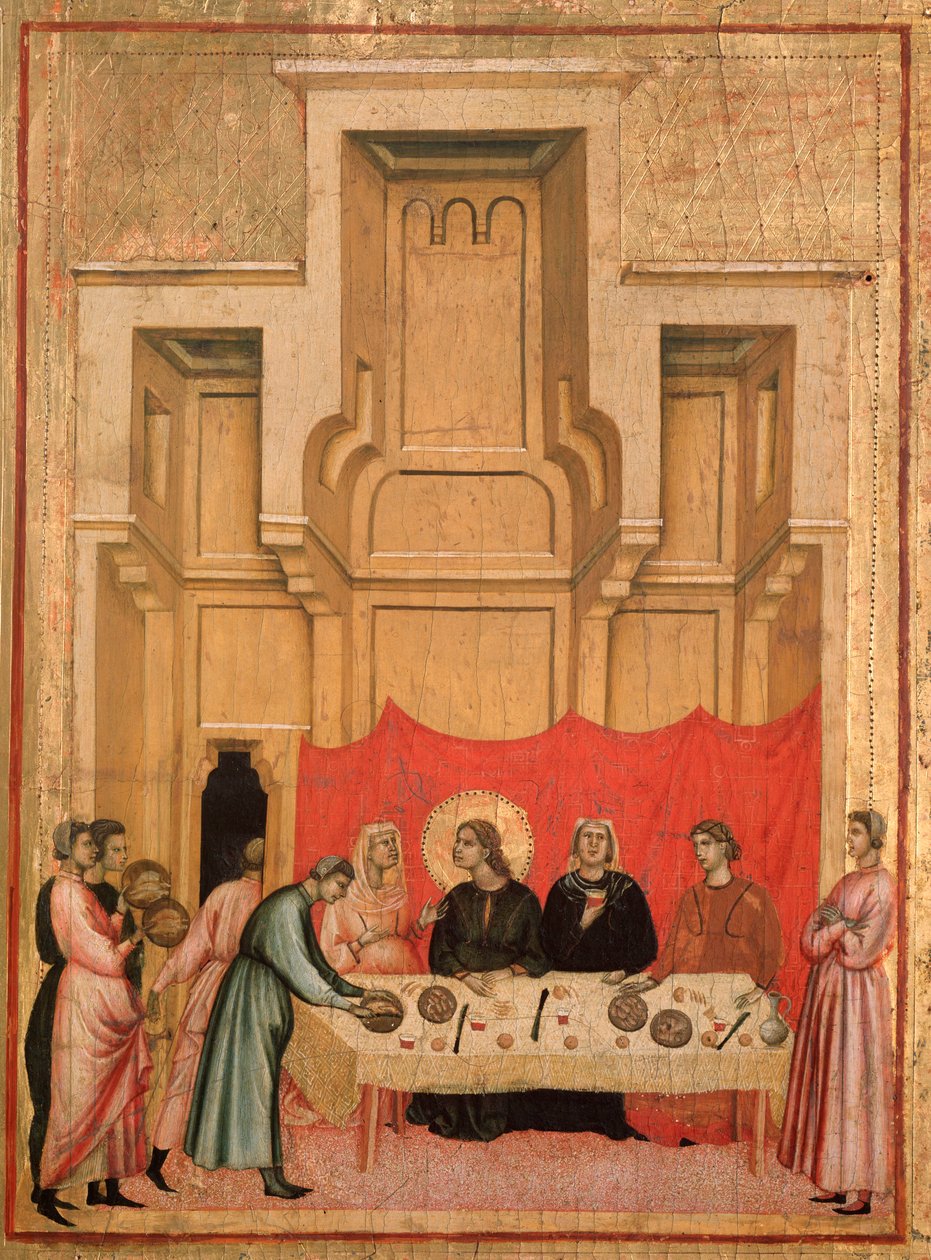 Svatá Cecílie a příběh jejího života Detail: svatební hostina Cecílie a Valeriana - oltářní obraz, kolem 1290-1320 od Master of St. Cecilia