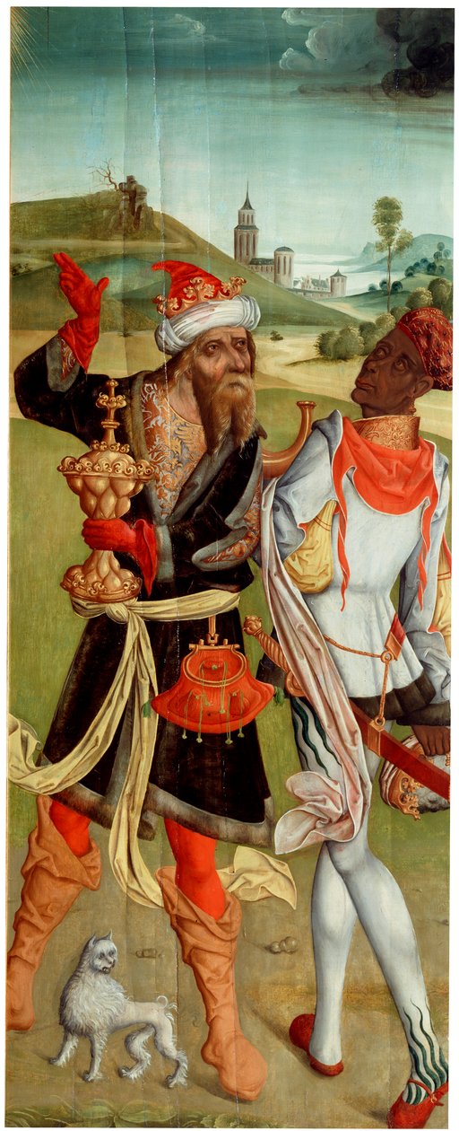 Klanění tří králů. Dva mágové, počátek 16. století. od Master of Switzerland