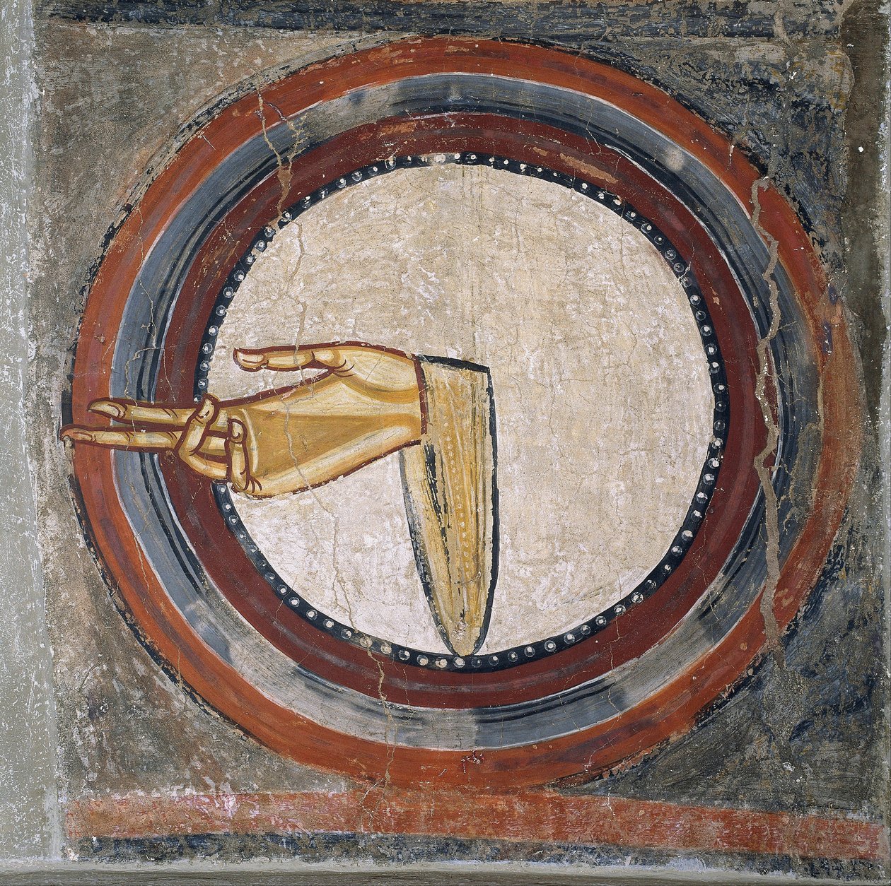 The Hand of God (od Sant Climent de Tauell) - Master of Tahull (Master of Sant Climent de Tauell) (aktivní 12. století) - 12. století - Fresco - 95x100 - Museu Nacional d