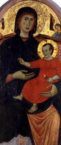 Madonna a dítě (tempera na panelu s plátkovým zlatem) od Master of Varlungo