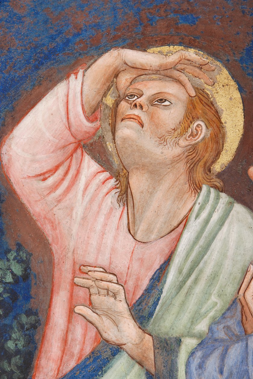 "Nanebevstoupení Krista", Detail se svatým, cca 1420 (freska) od Master of Vignola