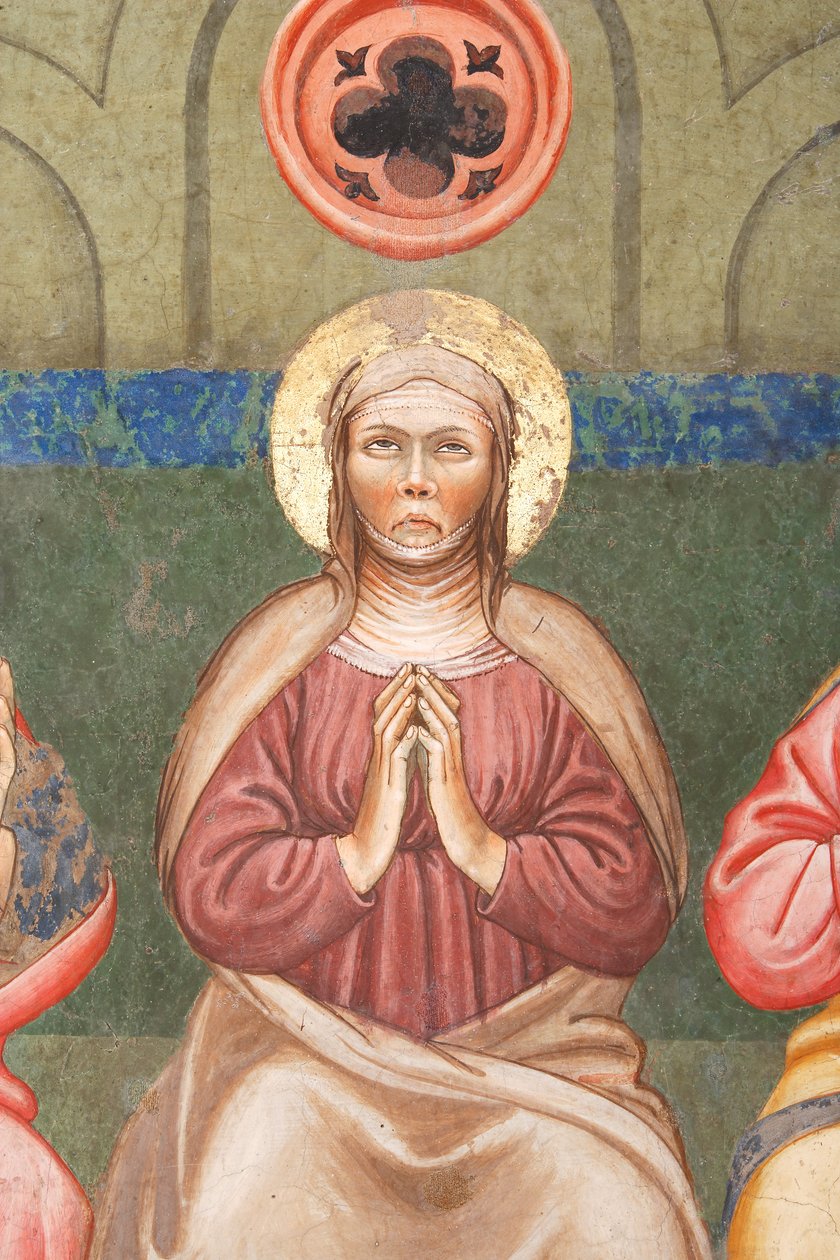 "Letnice", Detail Panny Marie, cca 1420 (freska) od Master of Vignola