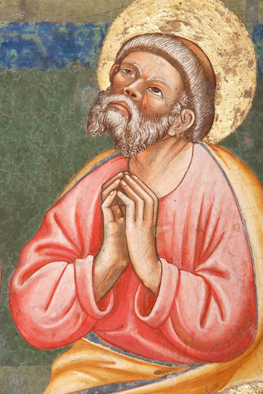 "Letnice", Detail s modlícím se světcem, kolem 1420 (freska) od Master of Vignola