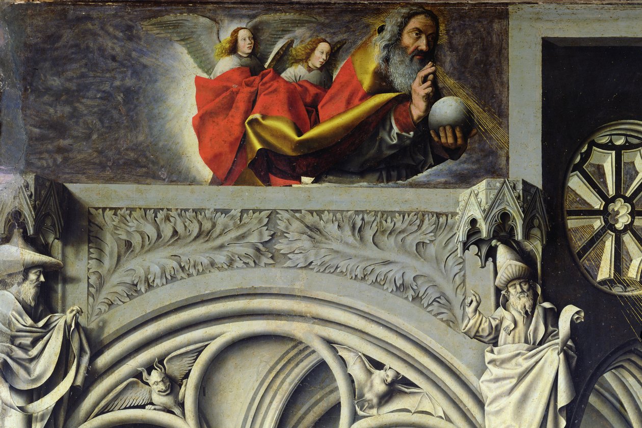 Bůh Otec v nebi posílá svého Syna k Panně Marii, kolem roku 1445 (detail 26541) od Master of the Aix Annunciation