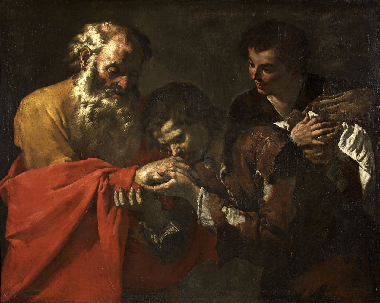 Návrat marnotratného syna, kolem 1630-50 od Master of the Annunciation to the Shepherds