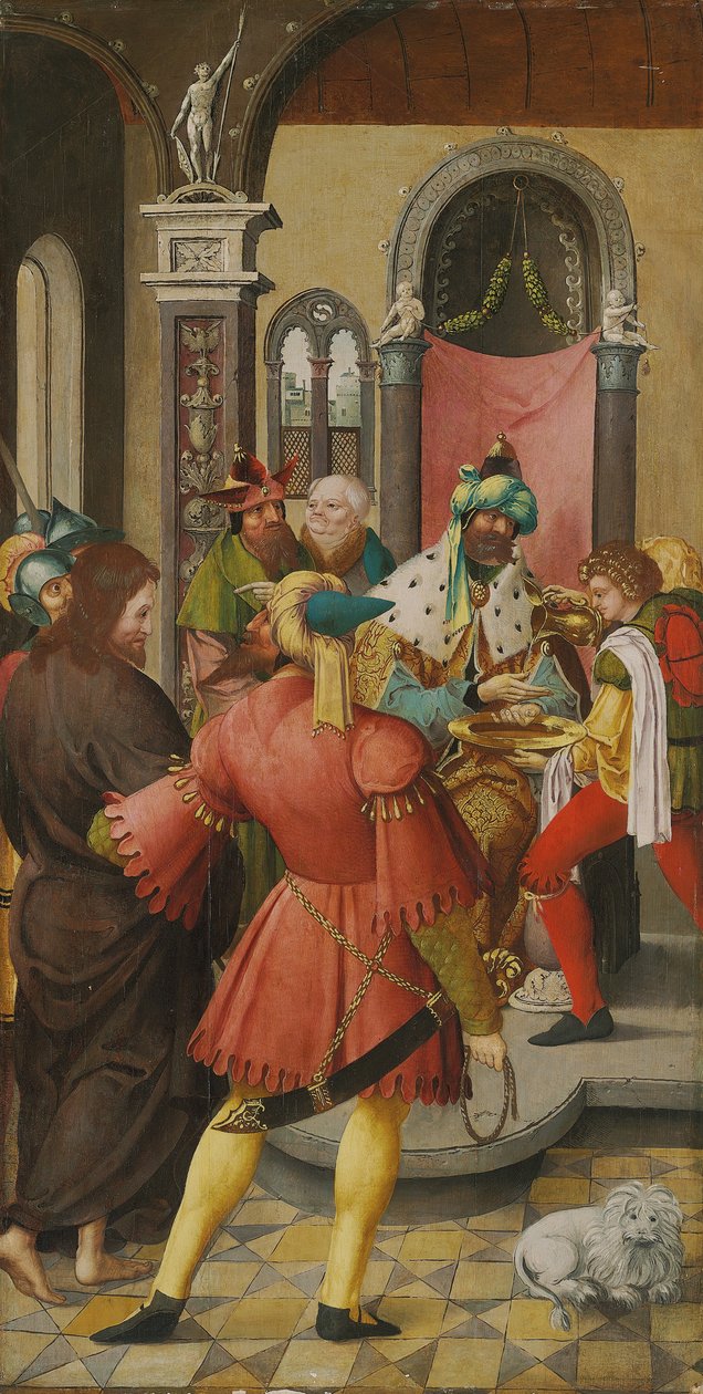 Křídlo oltářního obrazu: Kristus před Pilátem od Master of the Antwerp Adoration