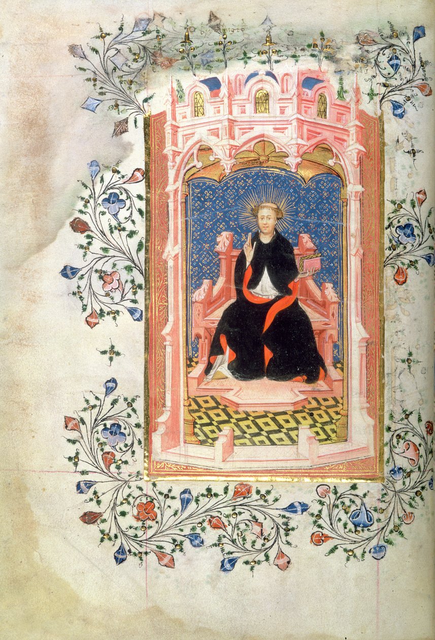 Roy 2 A XVIII f.7v St. John of Bridlington († 1379) s Knihou hodin Jana z Beaufortu od Master of the Beaufort Saints
