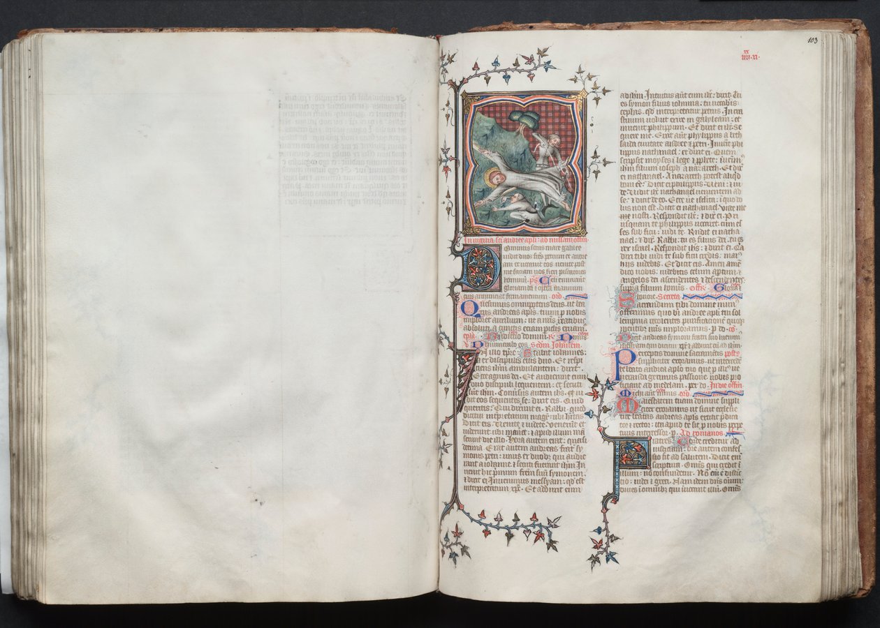 Gothajský misál: Fol. 102v, text, c. 1375. od Master of the Boqueteaux