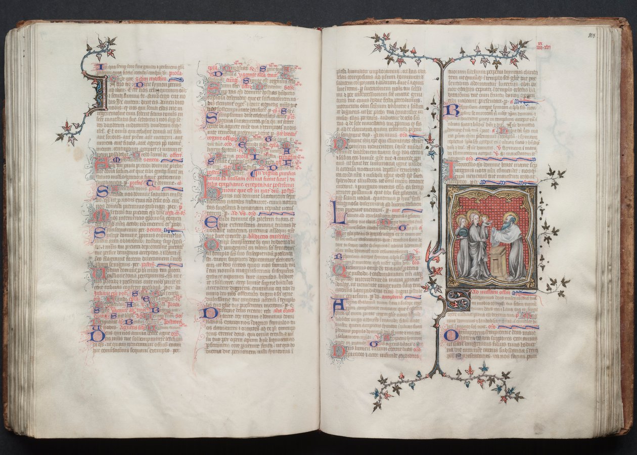 Gothajský misál: Fol. 108r, The Presentation in the Temple, c. 1375. od Master of the Boqueteaux