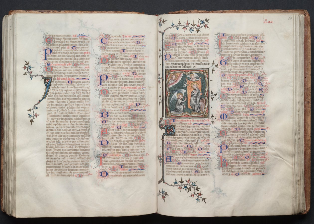 Gothajský misál: Fol. 110r, Zvěstování, c. 1375. od Master of the Boqueteaux