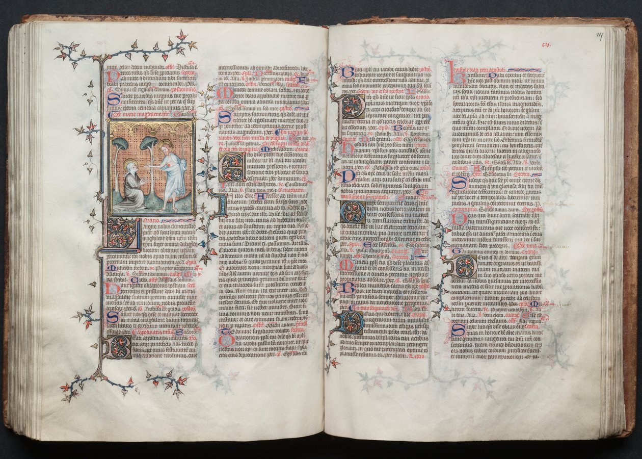 Gothajský misál: Fol. 116v, Svatá Máří Magdalena klečí, c. 1375. od Master of the Boqueteaux