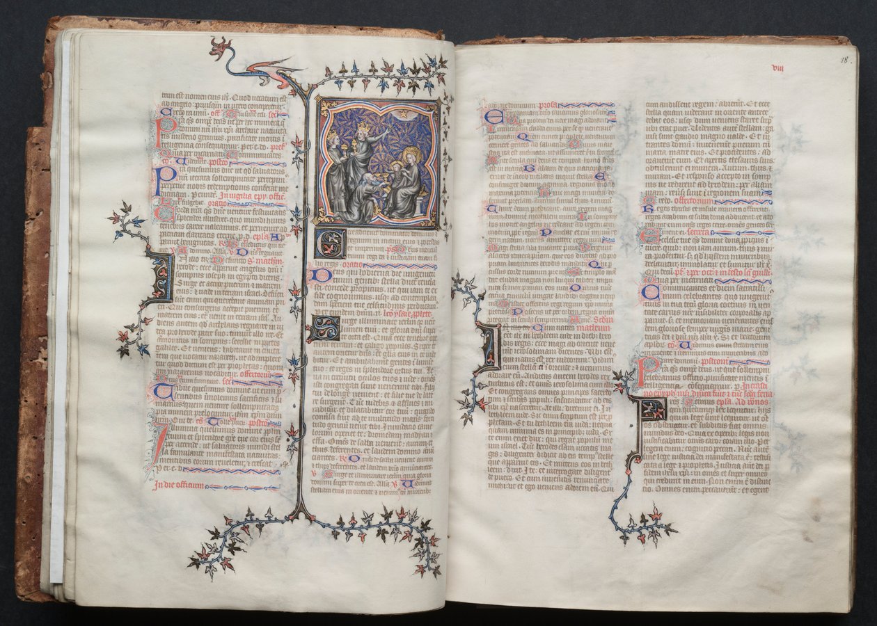 Gothajský misál: Fol. 17v, Klanění tří králů, c. 1375. od Master of the Boqueteaux