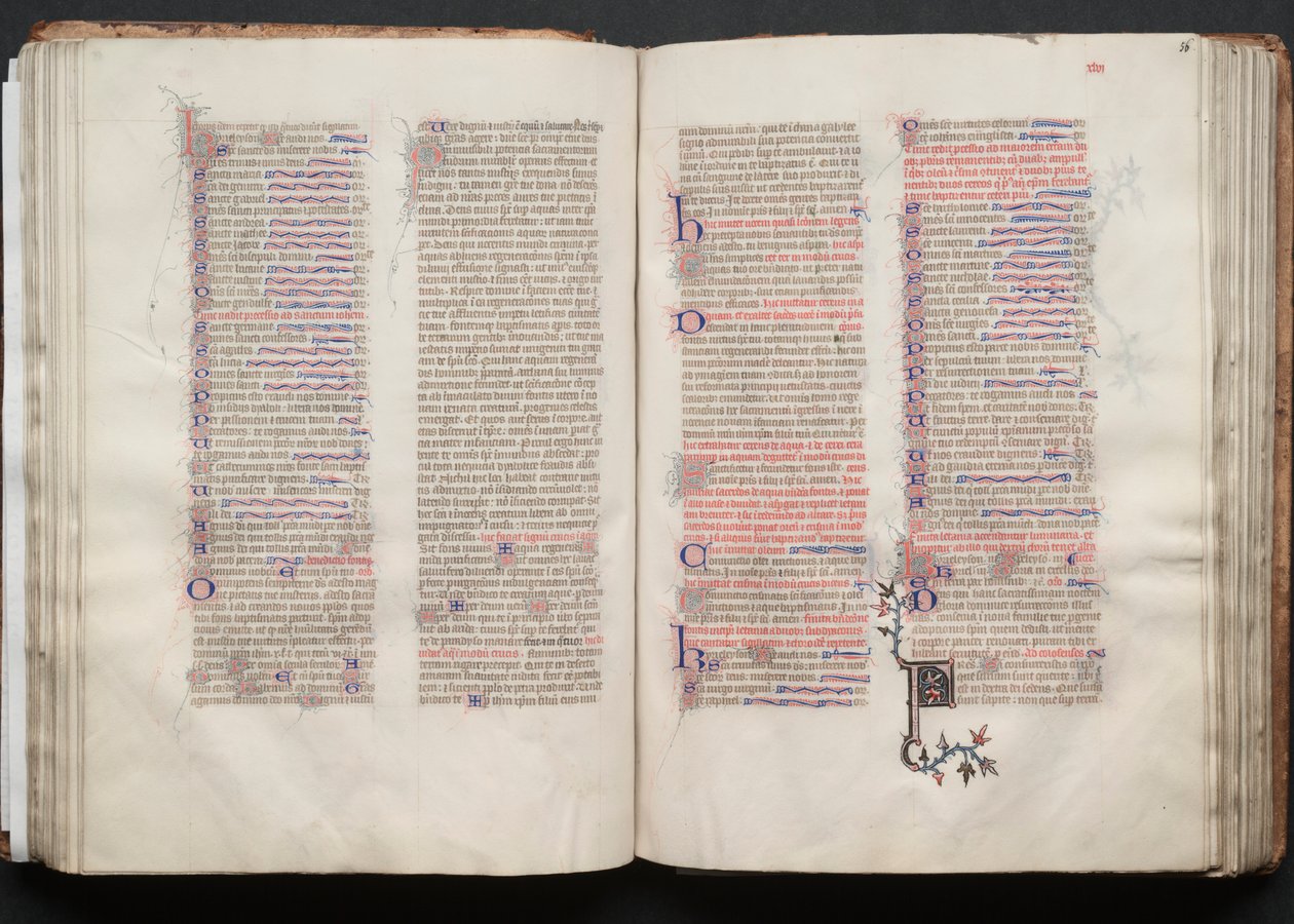 Gothajský misál: Fol. 55v, text, c. 1375. od Master of the Boqueteaux