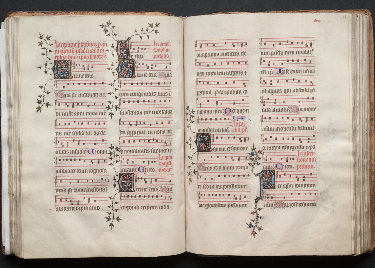 Gothajský misál: Fol. 57v, Text, c. 1375. od Master of the Boqueteaux