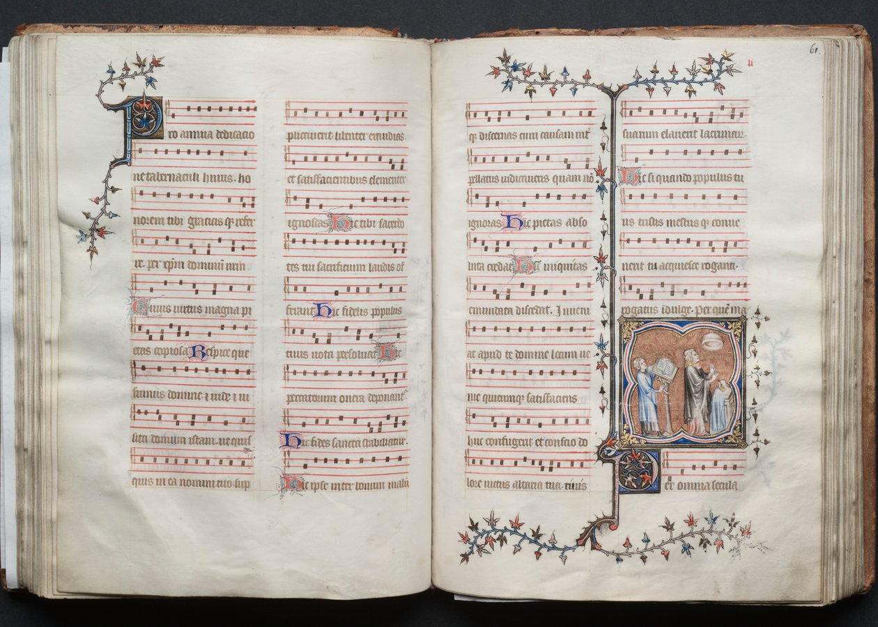 Gothajský misál: Fol. 60v, text, c. 1375. od Master of the Boqueteaux