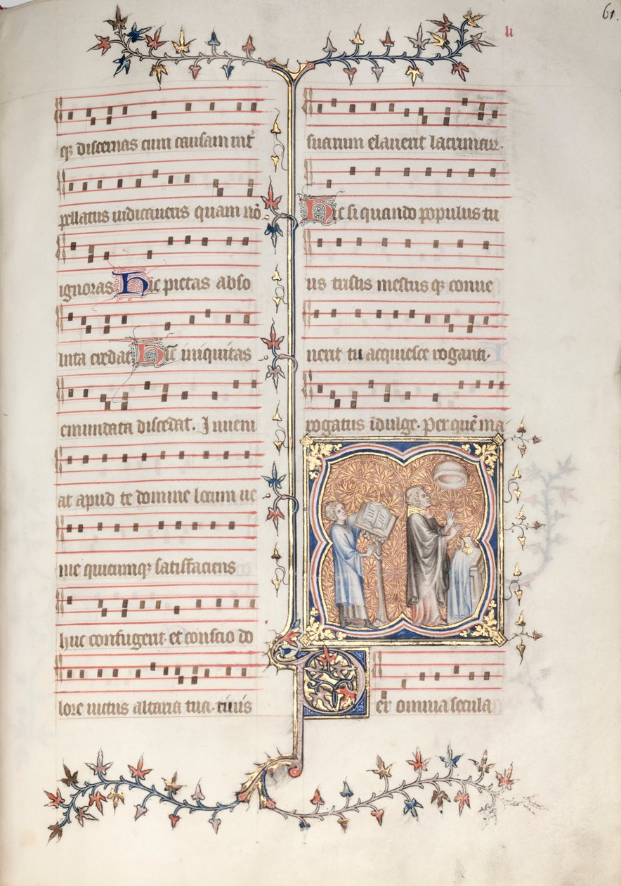 Gothajský misál: Fol. 61r, Kněz zpívající úřad, c. 1375. od Master of the Boqueteaux