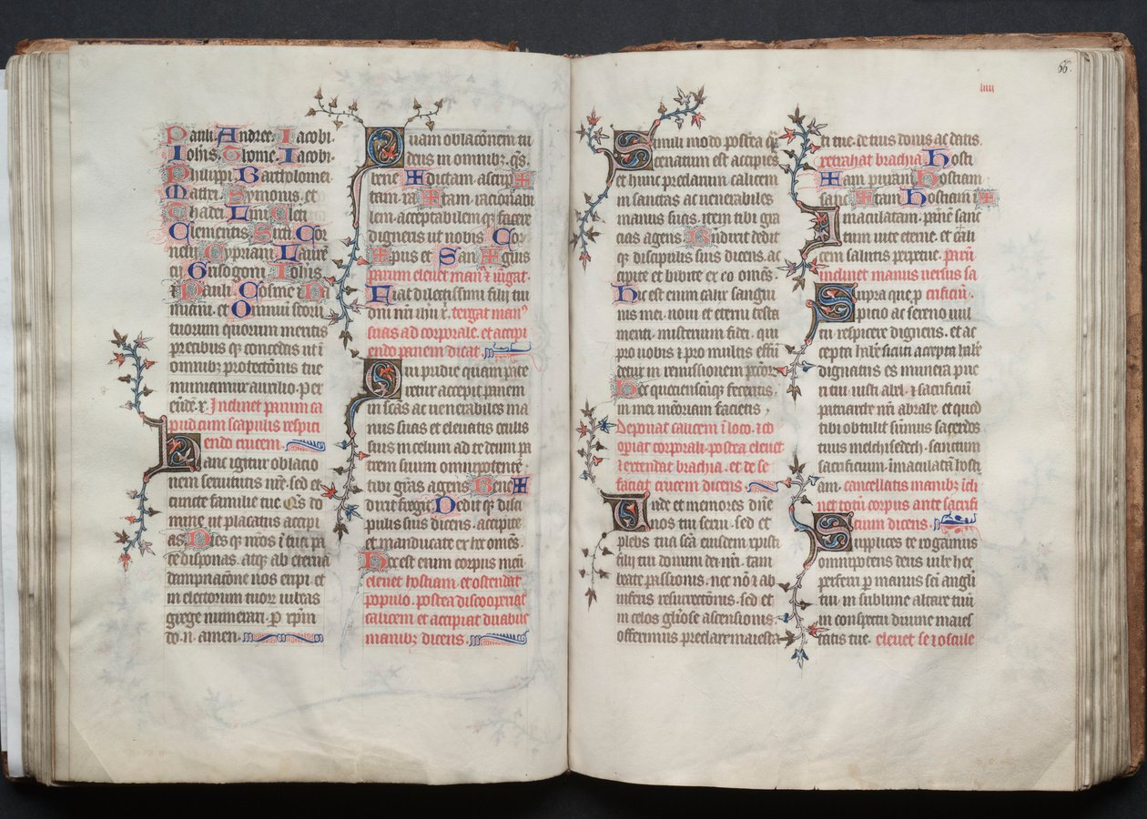 Gothajský misál: Fol. 65v, text, c. 1375. od Master of the Boqueteaux