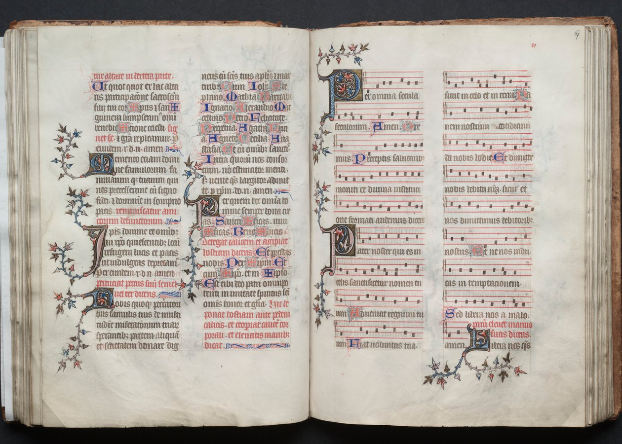 Gothajský misál: Fol. 66v, text, c. 1375. od Master of the Boqueteaux
