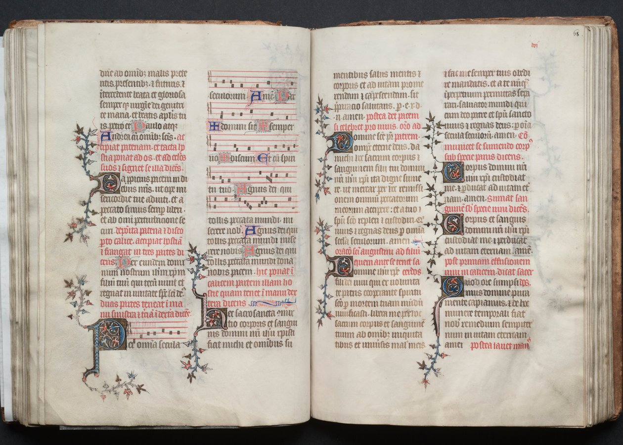 Gothajský misál: Fol. 67v, text, c. 1375. od Master of the Boqueteaux