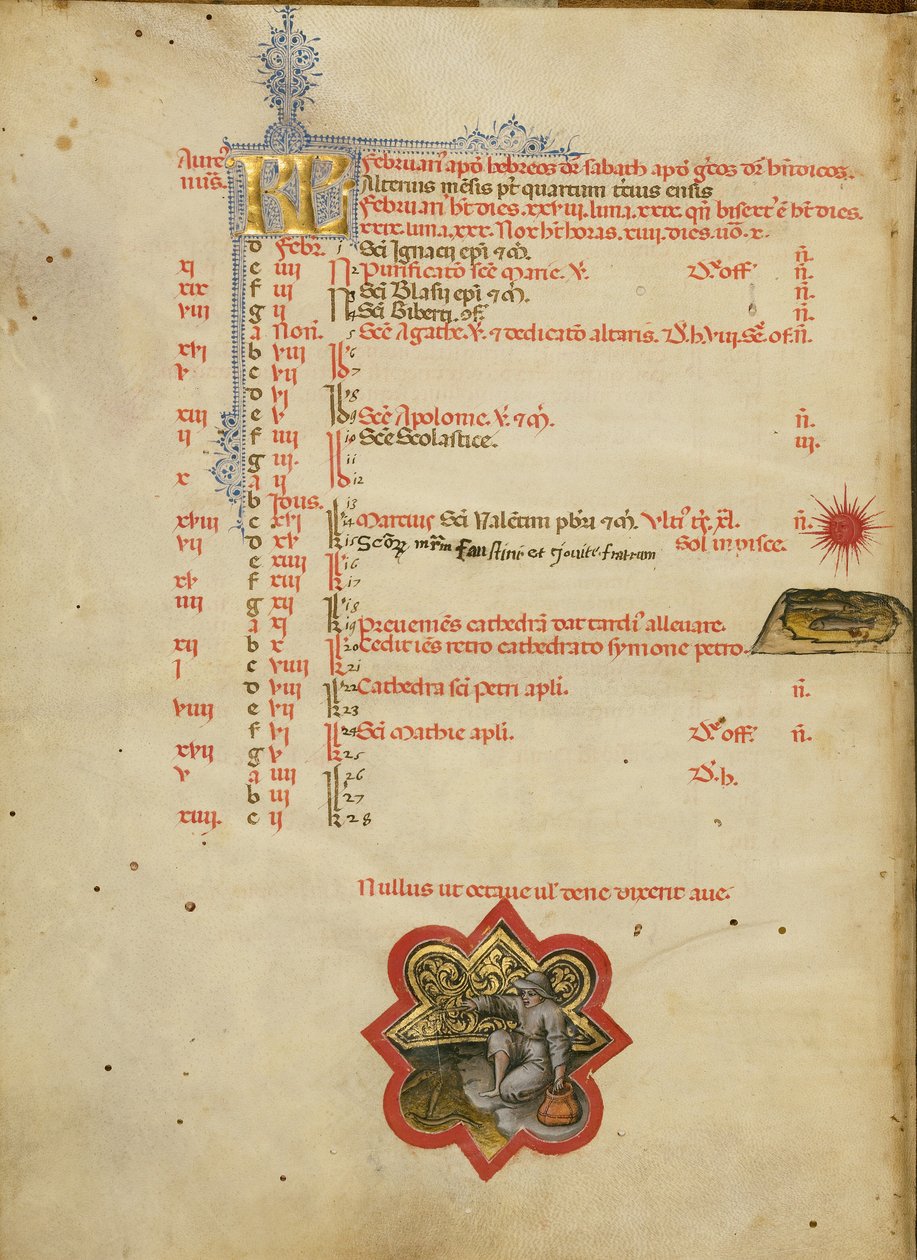 Muž rybařící; znamení zvěrokruhu Ryby od Master of the Brussels Initials