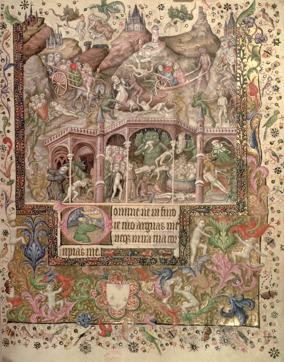 Přidat 29433 fol.89 Vision of Hell, z Knihy hodin, kolem 1407 (vellum) od Master of the Brussels Initials