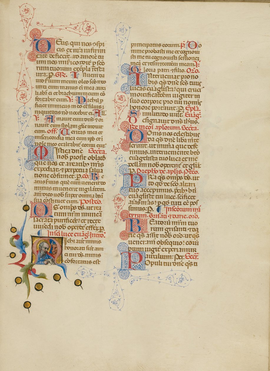 Počáteční písmeno M: Saint Luke od Master of the Brussels Initials