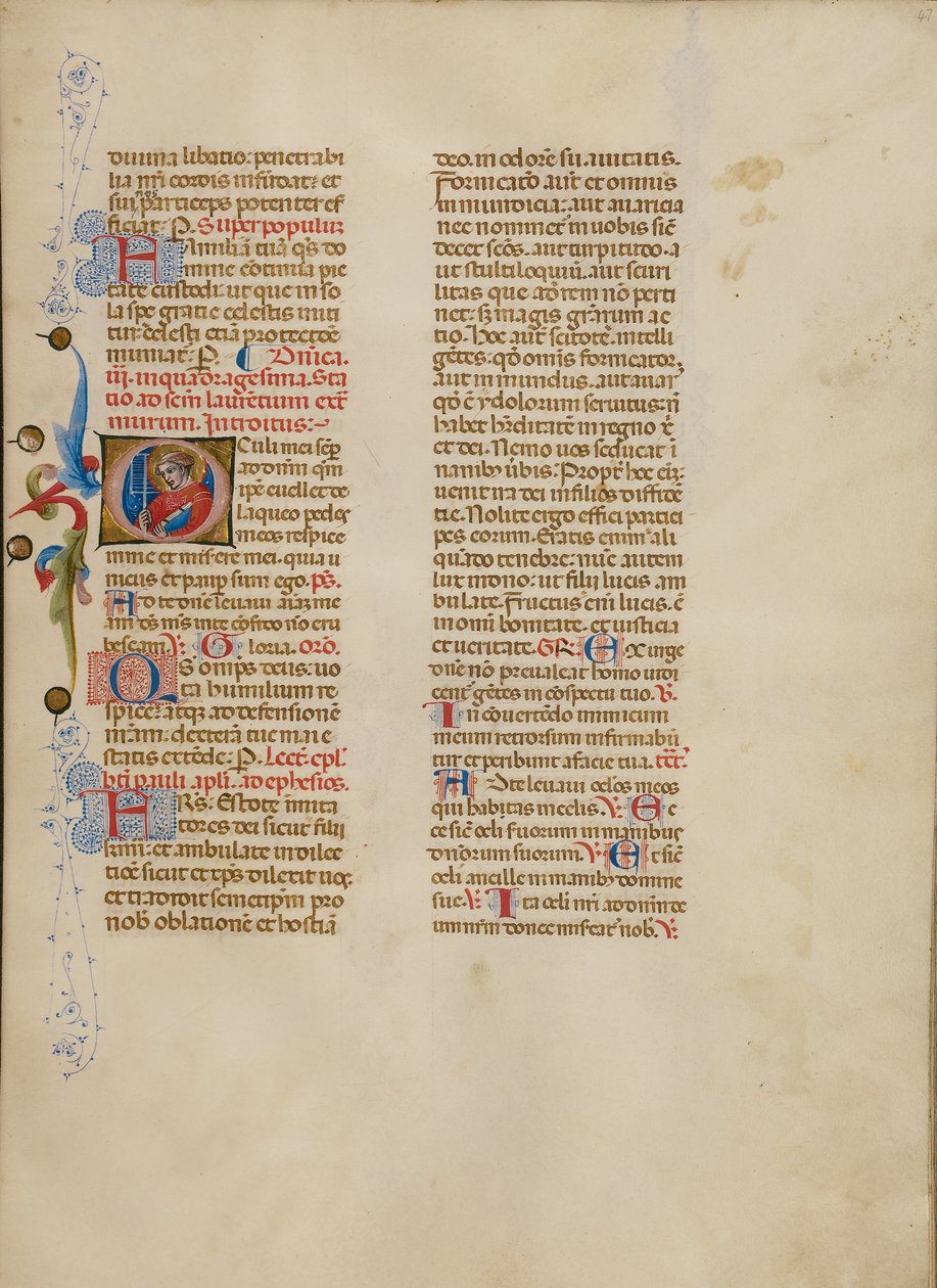 Počáteční písmeno O: Saint Lawrence od Master of the Brussels Initials