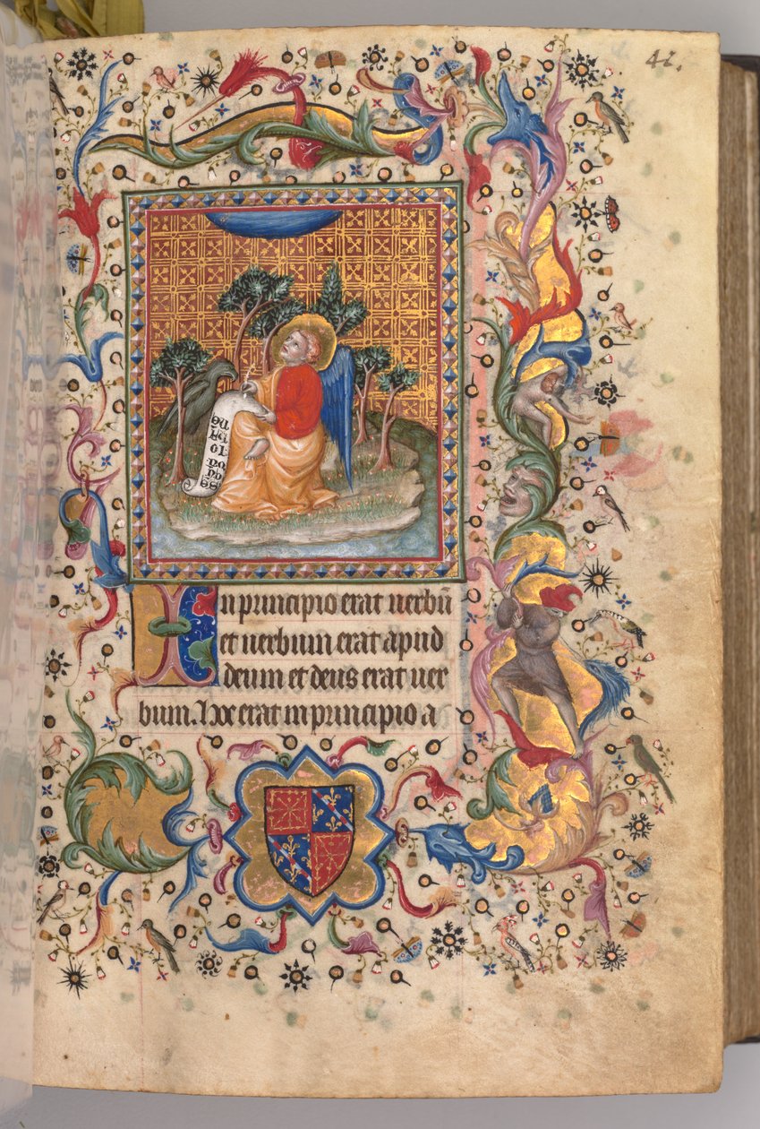 Hodiny Karla Šlechetného, navarrského krále (1361-1425): fol.1r, sv. Jan Evangelista od Master of the Brussels Initials and Associates