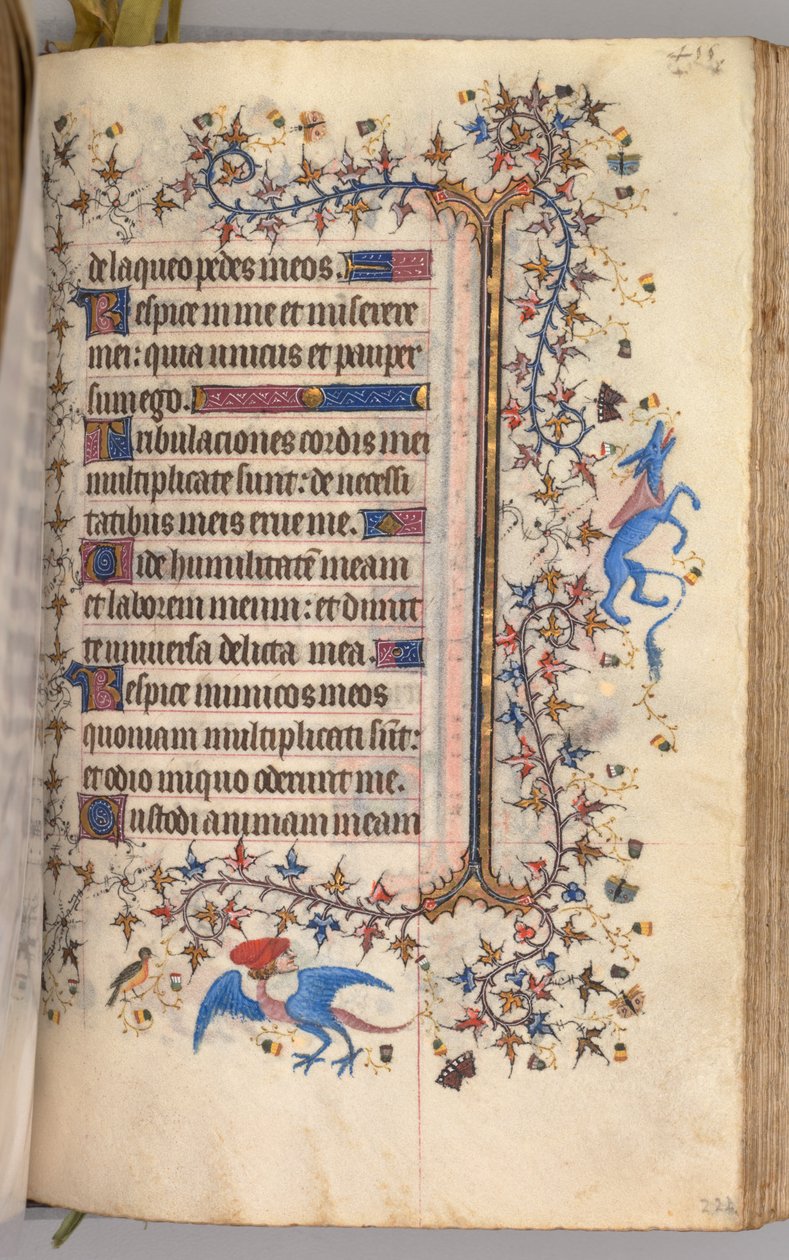 Hodiny Karla Šlechetného, navarrského krále (1361-1425): fol. 222r, Text od Master of the Brussels Initials and Associates