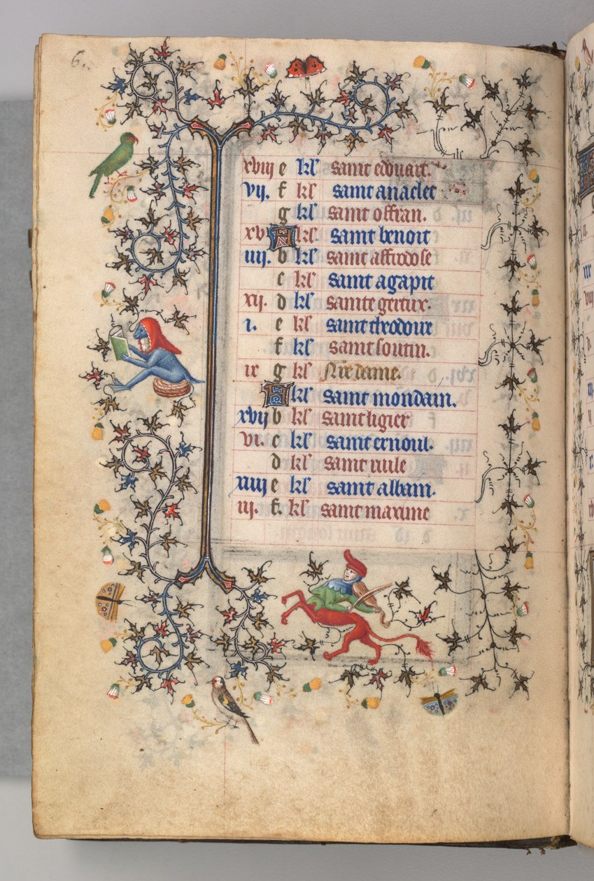 Hodiny Karla Šlechetného, navarrského krále (1361-1425): fol. 3v, březen od Master of the Brussels Initials and Associates