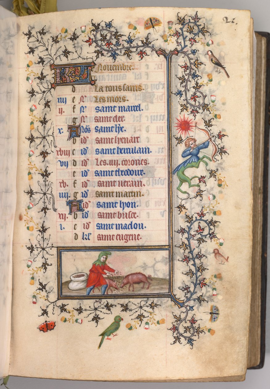Hodiny Karla Vznešeného, krále navarrského 1361-1425: fol. 11. listopadu, c. 1405. od Master of the Brussels Initials and Associates