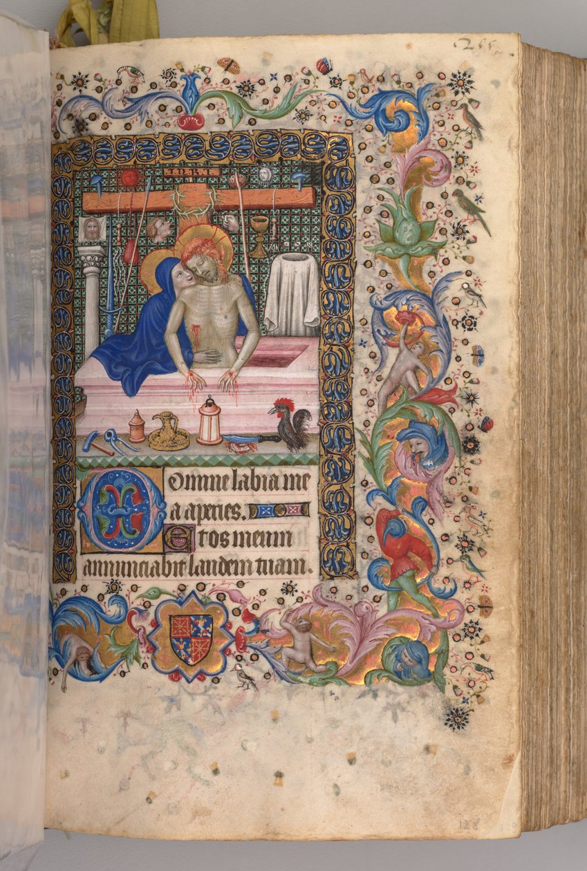 Hodiny Karla Vznešeného, krále navarrského 1361-1425: fol. 128r, Muž smutku, c. 1405. od Master of the Brussels Initials and Associates