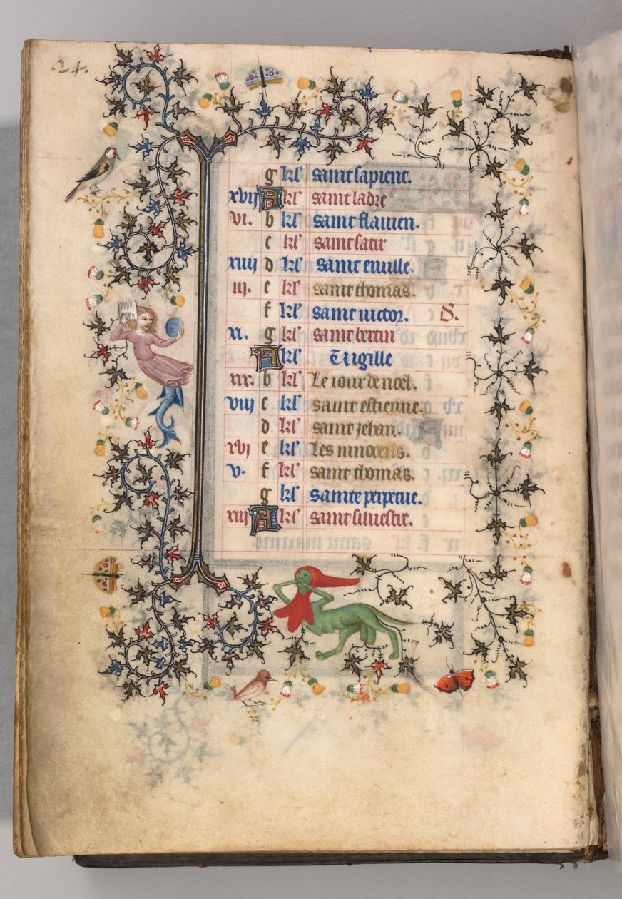 Hodiny Karla Vznešeného, krále navarrského 1361-1425: fol. 12v, prosinec, c. 1405. od Master of the Brussels Initials and Associates